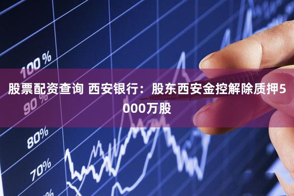 股票配资查询 西安银行：股东西安金控解除质押5000万股